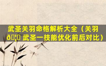 武圣关羽命格解析大全（关羽 🦈 武圣一技能优化前后对比）